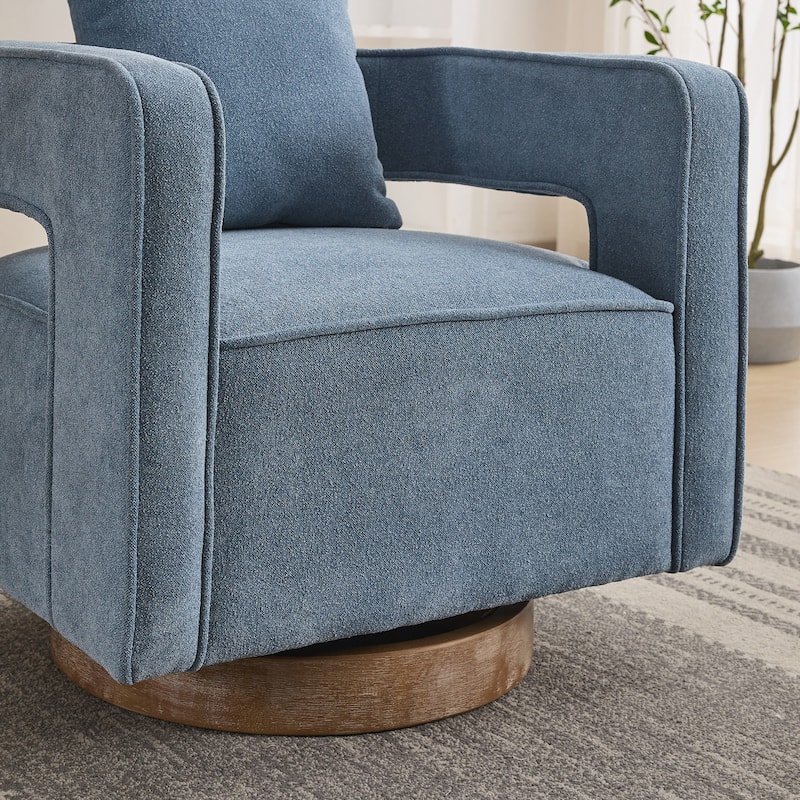 Swivel Accent Open Back Chair Modern Comfy Sofa Chair With Weathered Base For Nursery Bedroom Living Room Hotel Office