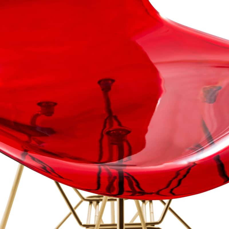 Crescro Set of 4 Acrylic Dining Banquet Side Chair in Gold Stainless Steel Frame for Indoor Outdoor Home Office & Kitchen