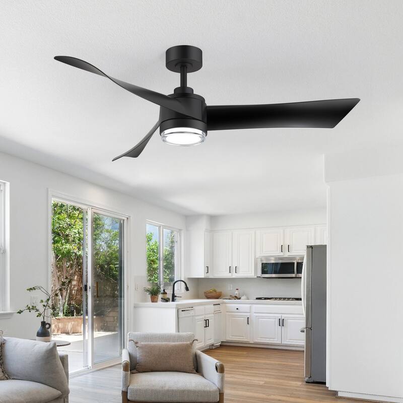 54" ABS 3-Blade LED Ceiling Fan with Light and Remote