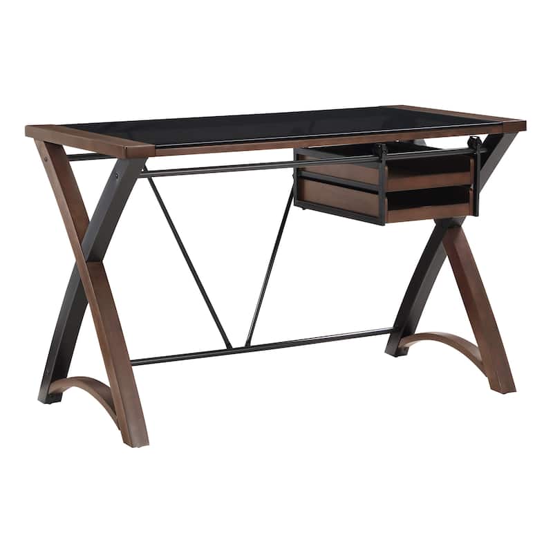 48" Glass-Top Desk with Storage