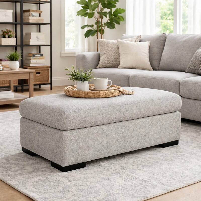 Marcy Ottoman, Low Profile Legs, Pewter Gray Next Gen Nuvella 44 Inch