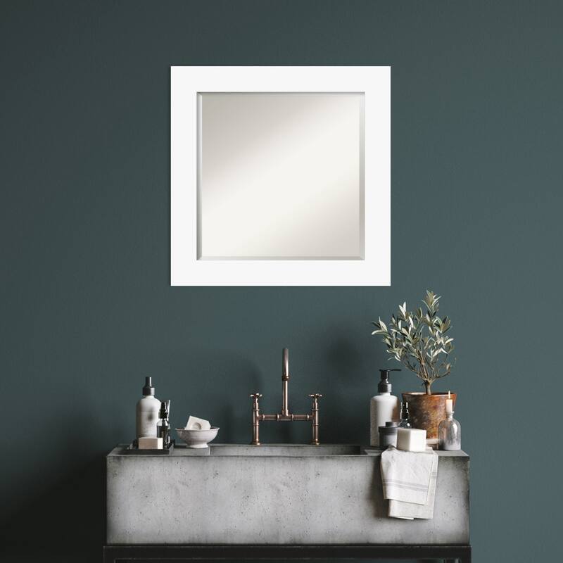 Basic Beveled Wood Framed Bathroom Vanity Wall Mirror