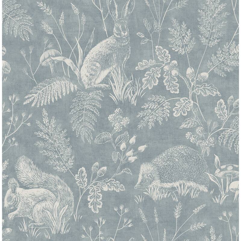Woodland Blue Toile Wallpaper
