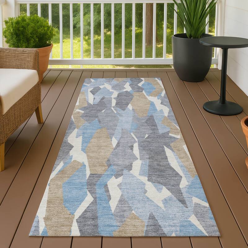 Machine Washable Indoor/ Outdoor Contemporary Dylan Chantille Rug - Denim - 2'3" x 7'6"