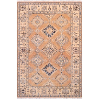 Tribal Kazak Cody Brown/Beige Wool Rug - 5'0'' x 6'9''