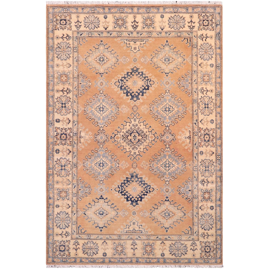 Tribal Kazak Cody Brown/Beige Wool Rug - 5'0'' x 6'9''