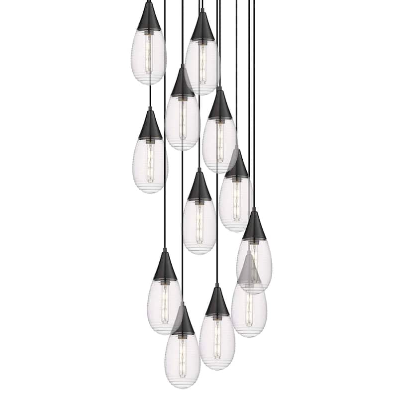 Innovations Lighting 126-450-1P-15-26 Malone Pendant Malone 12 Light - Matte Black / Striped Clear