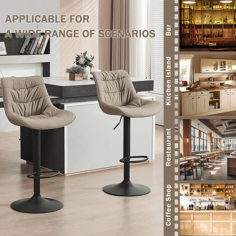 Modern Bar Stools Set of 2, Upholstered Counter Stools with Backrest
