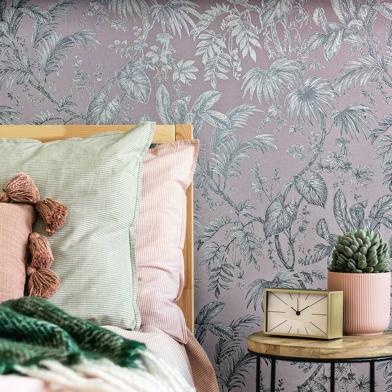 Galerie Wallcoverings Large Palm Leaves And Stems Vinyl on Non-woven Wallpaper Roll