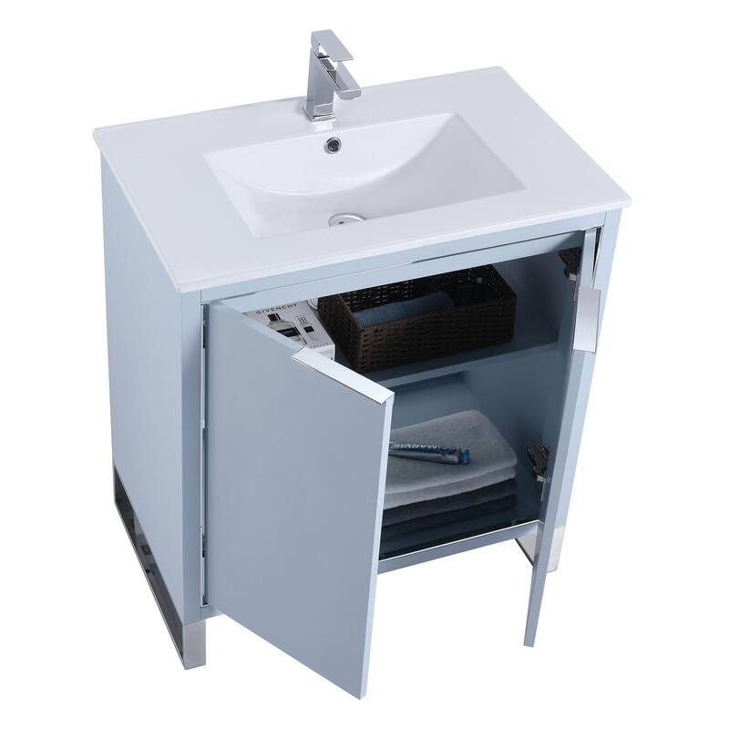 Fine Fixtures Opulence Collection Bathroom Vanity with White Ceramic Sink