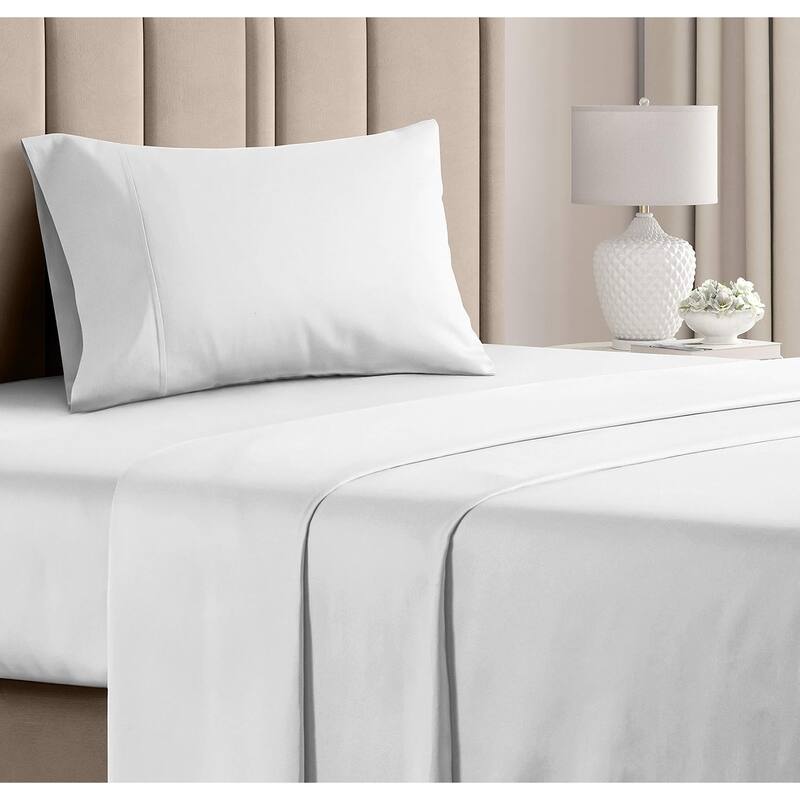 CGK Linens 4 Piece 100% Cotton 400 Thread Count Soft & Comfy Bed Sheet Set - Twin - White