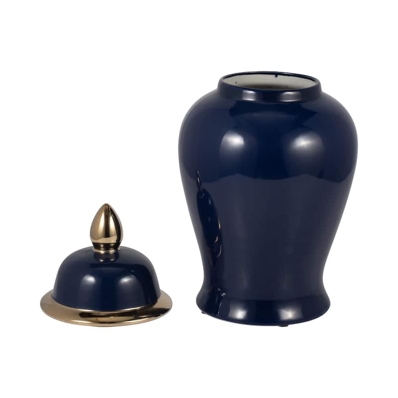 Sagebrook Home Ceramic Temple Jar - 10" x 10" x 18" - Blue
