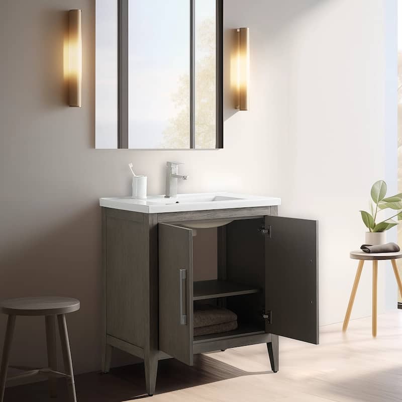 Vanity Art 20" or 24" or 30" Single Sink Bathroom Vanity Cabinet with Ceramic Top