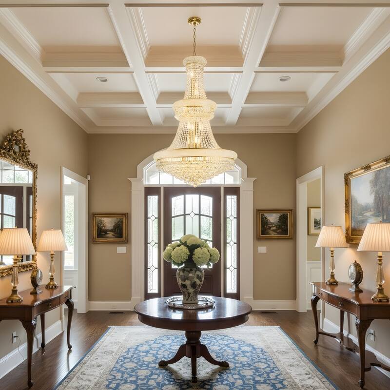 32-Inch Crystal Chandelier, 27-Light Ceiling Light with LED Bulbs - N/A