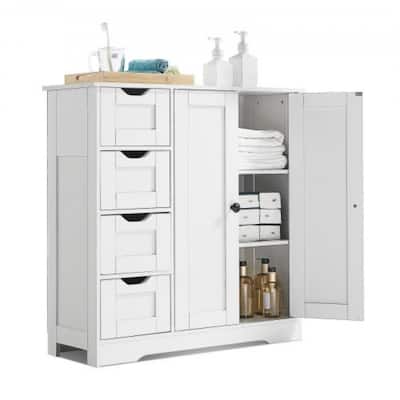 Bathroom Floor Cabinet with Drawers and Adjustable Shelf - 11.8 x 31.5 x 31.9 in