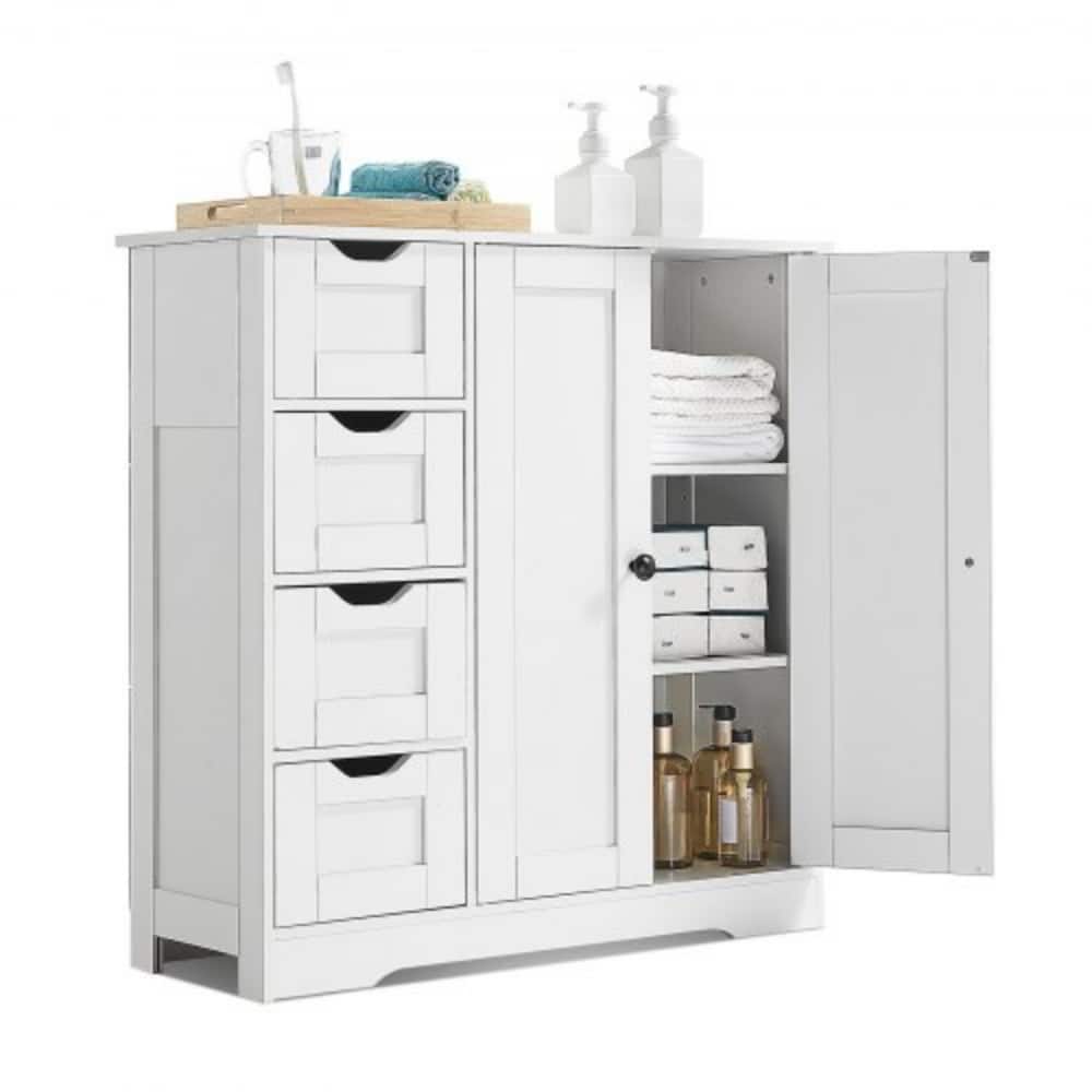 Bathroom Floor Cabinet with Drawers and Adjustable Shelf - 11.8 x 31.5 x 31.9 in