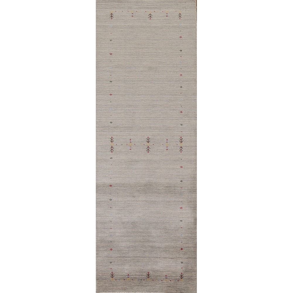 Tribal Beige Gabbeh Runner Rug Hand-knotted Wool Carpet - 2'2"x 9'8"