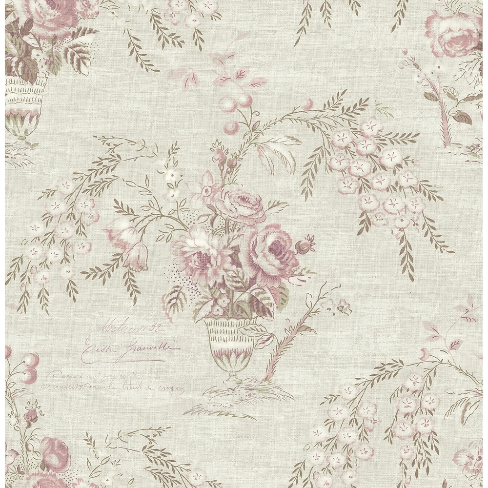 Seabrook Designs Carola Floral Vase Unpasted Wallpaper