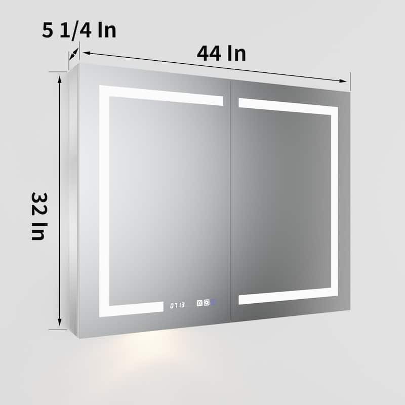 ExBrite LED Lighted Bathroom Medicine Cabinet with Mirror, Recessed or Surface