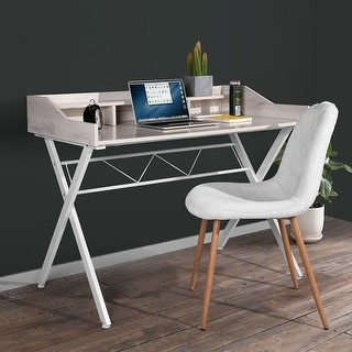 Writing Table Computer Desk Workstation With 3 Open Cubbies Beige - Bed ...