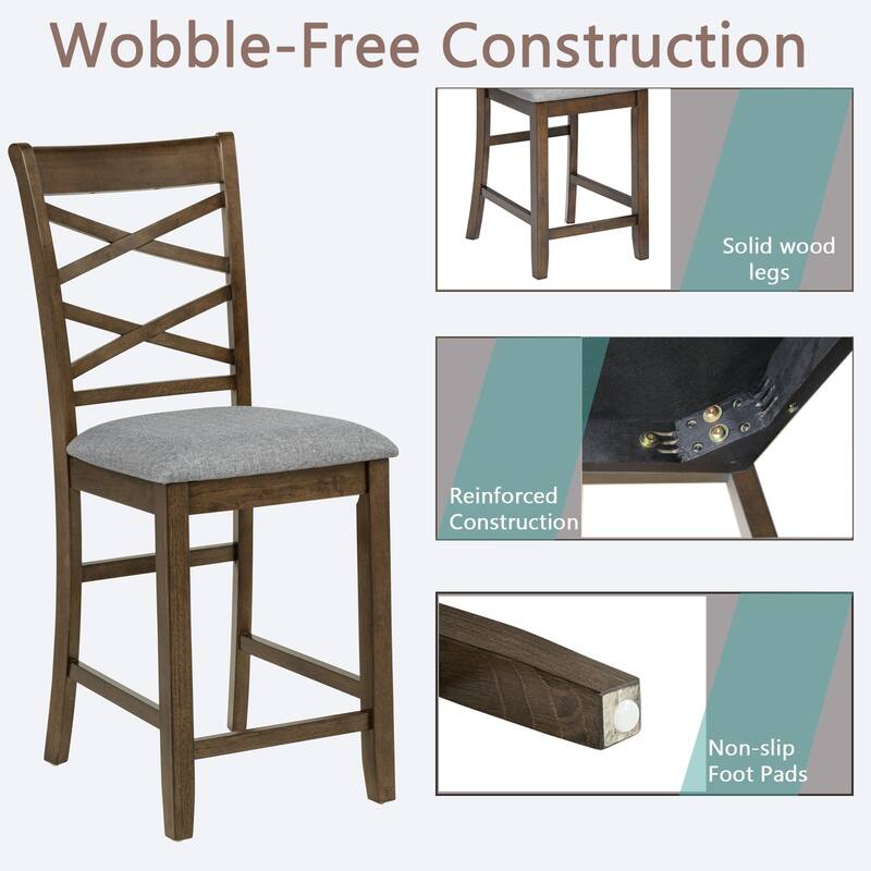Dining Chairs Only, Wooden Counter Height Chairs Set of 4, Kitchen Chair with Padded Seat, Upholstered Counter Height Chair