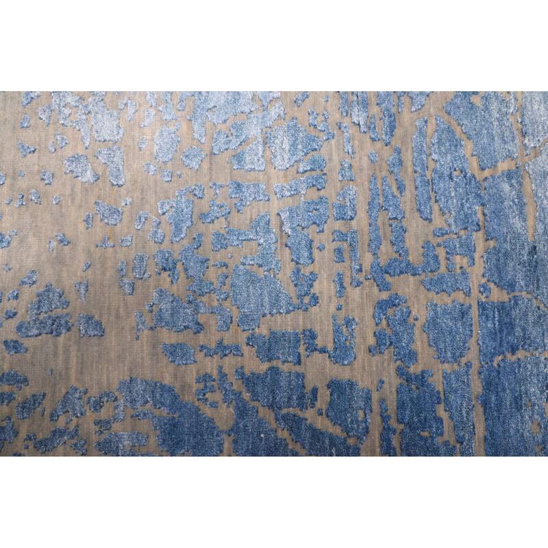 ECARPETGALLERY Hand-knotted Legacy Blue Silk, Wool Rug - 2'5 x 12'1