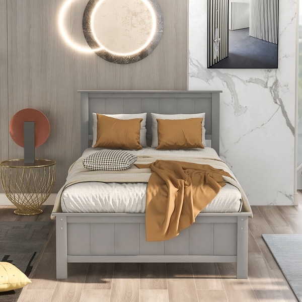 AOOLIVE Twin Size Platform Bed with Headboard and Footboard, Grey. Opens flyout.