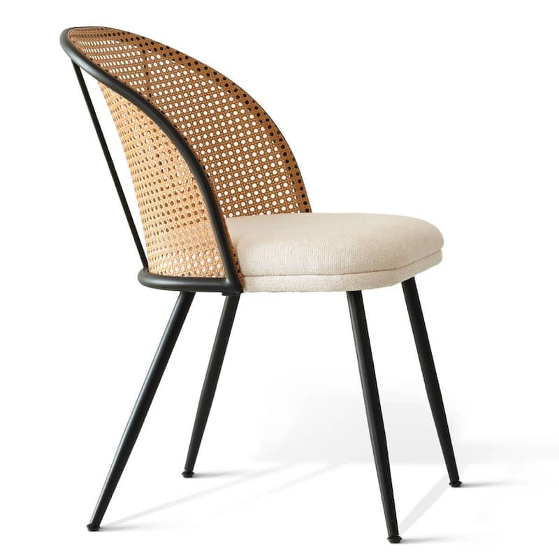 Upholstered Faux Rattan Dining Chairs (Set of 4)