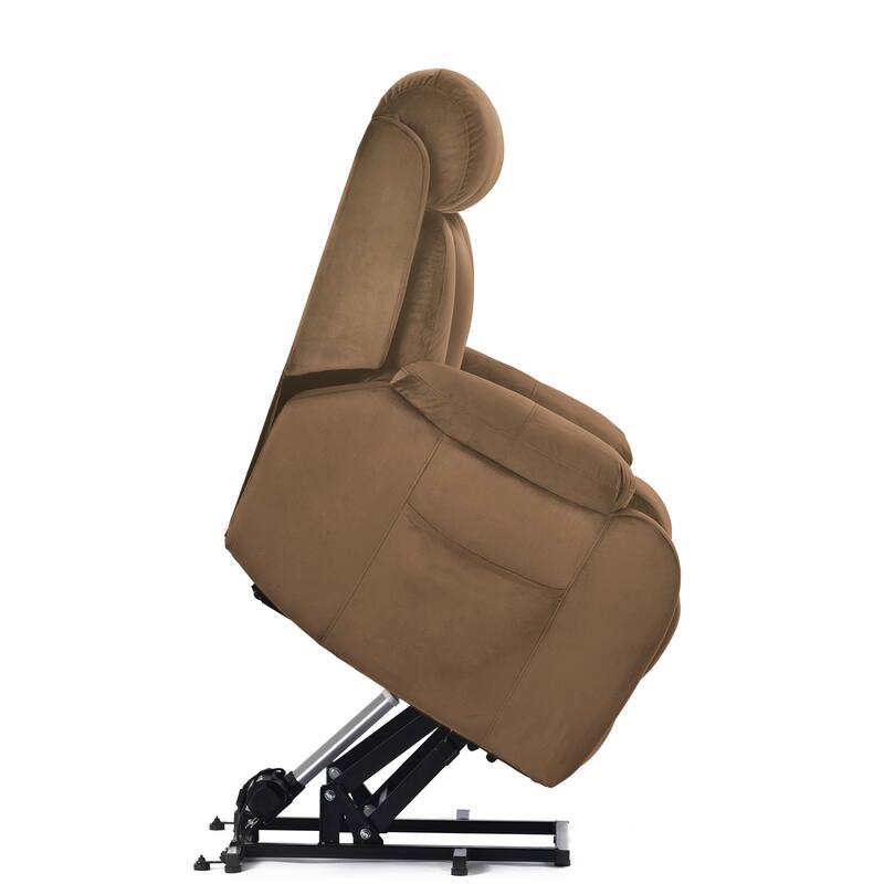 Blue Power Lift Recliner for Seniors with Remote, Anti-Skid Upholstery, Overstuffed Cushion, and Side Storage Pocket