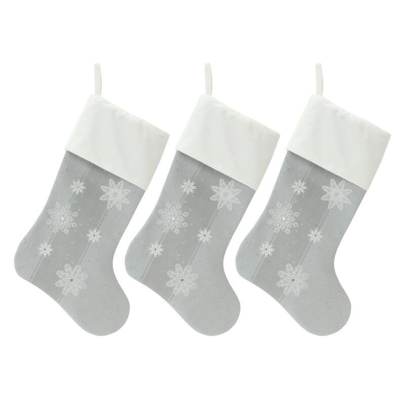 Snowflake Stocking (Set of 3) - 11.25 x 0.5 x 18.25