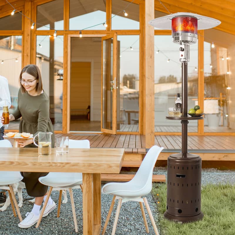 Outdoor Metal Propane Gas Patio Heater with Wheels and Drink Stand
