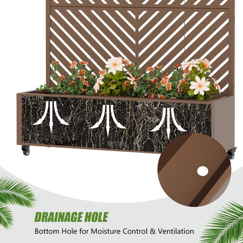 Raised Garden Bed Planter with Trellis Movable Planter Box with Lockable Wheels