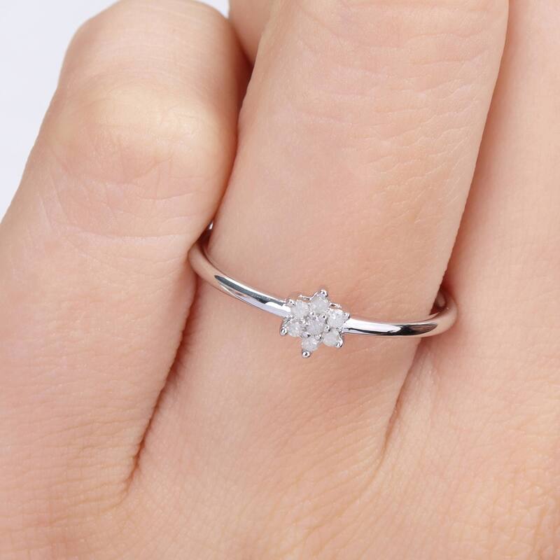 Miadora Diamond Accent Stacking Semi-eternity Ring in Sterling Silver