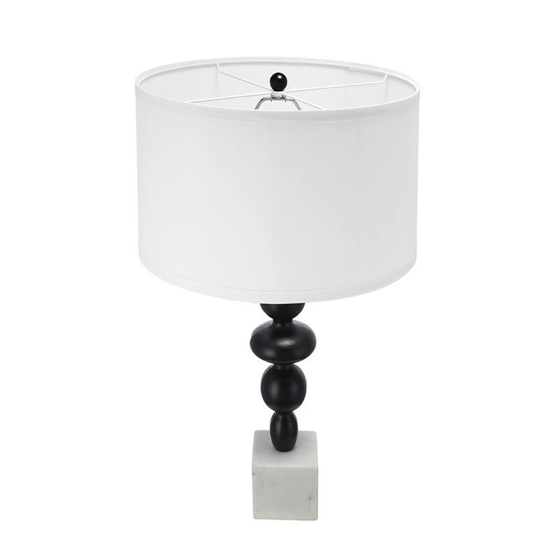 D15x29.5" Black and White Table Lamp with Round Four Tiered Body