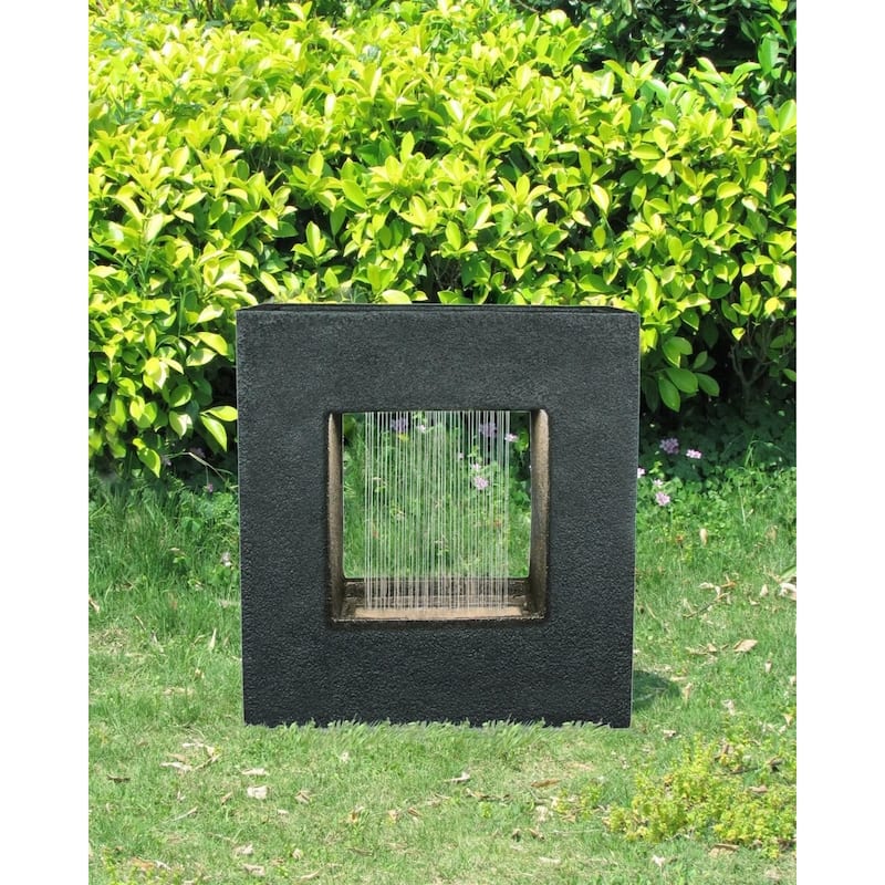 21.75" Stone Gray Illuminated Rainfall Outdoor Garden Fountain Planter