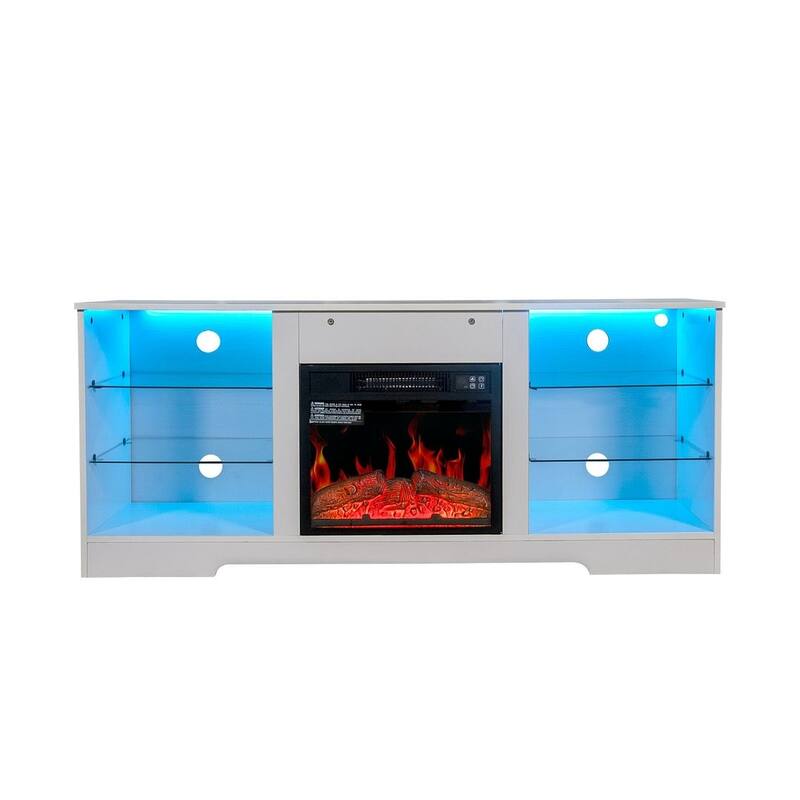 Modern Fireplace TV Stand with 18 Inch Electric Fireplace Heater