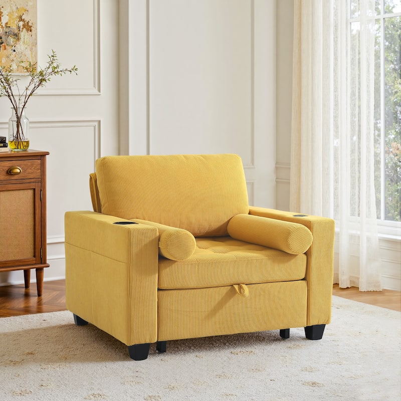 39" Adjustable Recline Convertible Sleeper Accent Chair with USB Port
