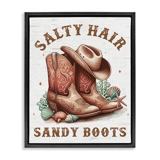 Stupell Coastal Cowgirl Boots Framed Floater Canvas Wall Art Design By ...
