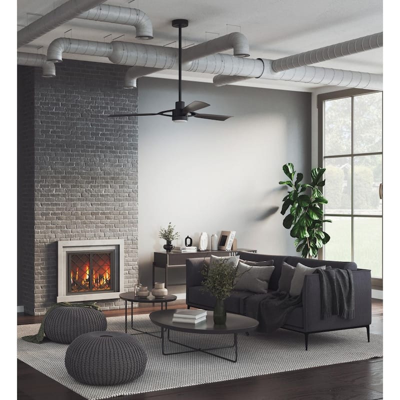 Belen Collection 60-in Three-Blade Matte Black Modern Ceiling Fan with Matte Black Blades - 60 in x 60 in x 13.5625 in