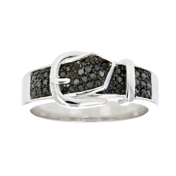 1/4 CT Black Diamond Buckle Ring Sterling Silver