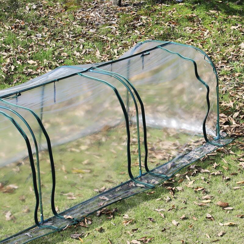Outsunny 11.5' L x 3.25' W x 2.5' H PVC Metal Tunnel Greenhouse Kit with Strong Durable Materials for Year-Round Gardening