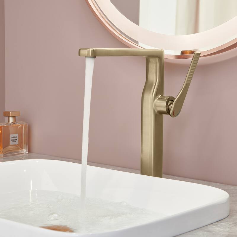 10-1/4"H Solid Brass Single-handle Bathroom Sink Faucet Optional Drain Assembly