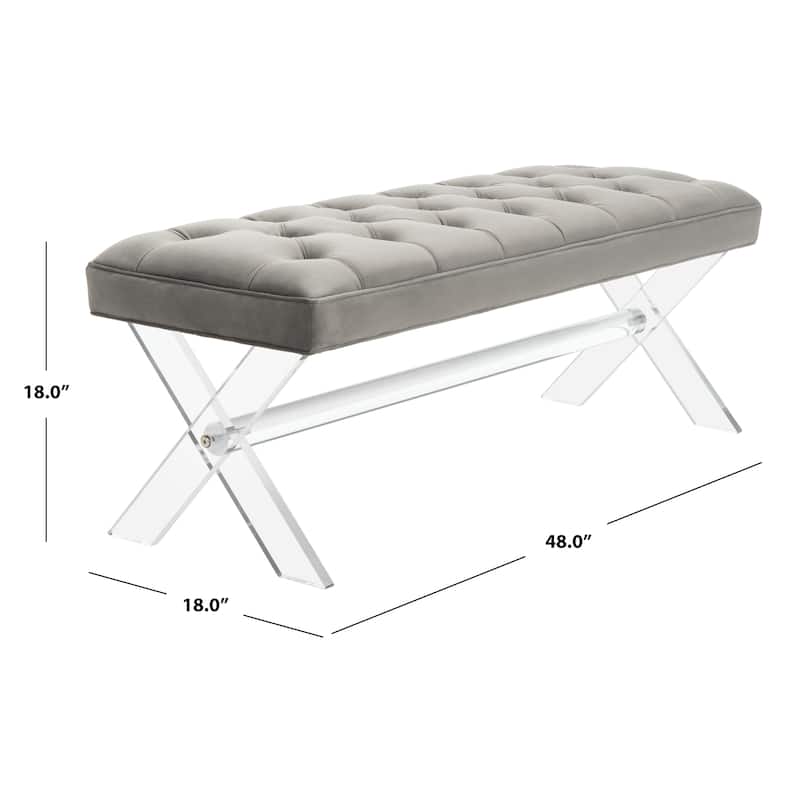 SAFAVIEH Couture Ketevan Tufted Acrylic Bench - 48"x18"x18". - 48" W x 18" L x 18" H - 48Wx18Dx18H