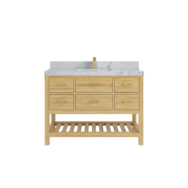 Willow Collections 48 in. W x 22 in. D Parker Solid Teak Single Sink Bathroom Vanity with Countertop