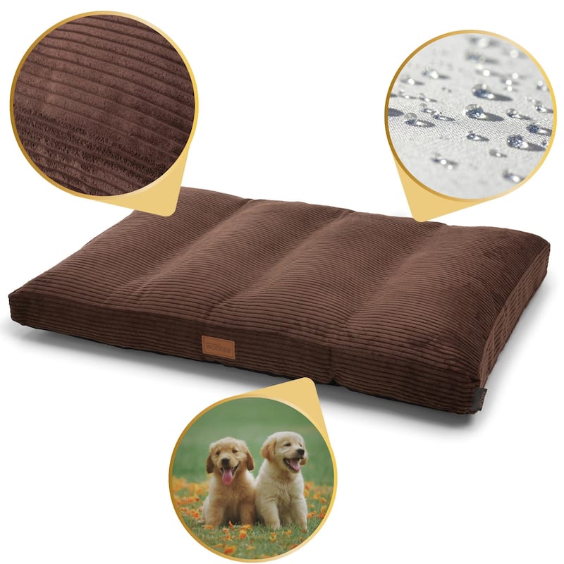 Orthopedic Large Dog Mat Pad Classic Pillow - XL, Luxurious Striped Dark Brown Removable Cover
