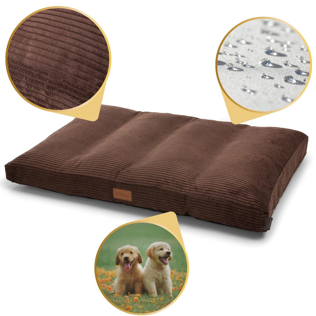 Orthopedic Large Dog Mat Pad Classic Pillow - XL, Luxurious Striped Dark Brown Removable Cover