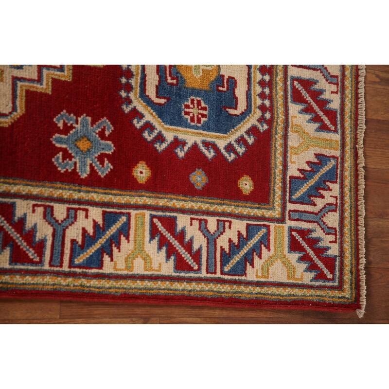 Red Kazak Accent Rug Handmade Wool Carpet - 2'9" x 4'2"