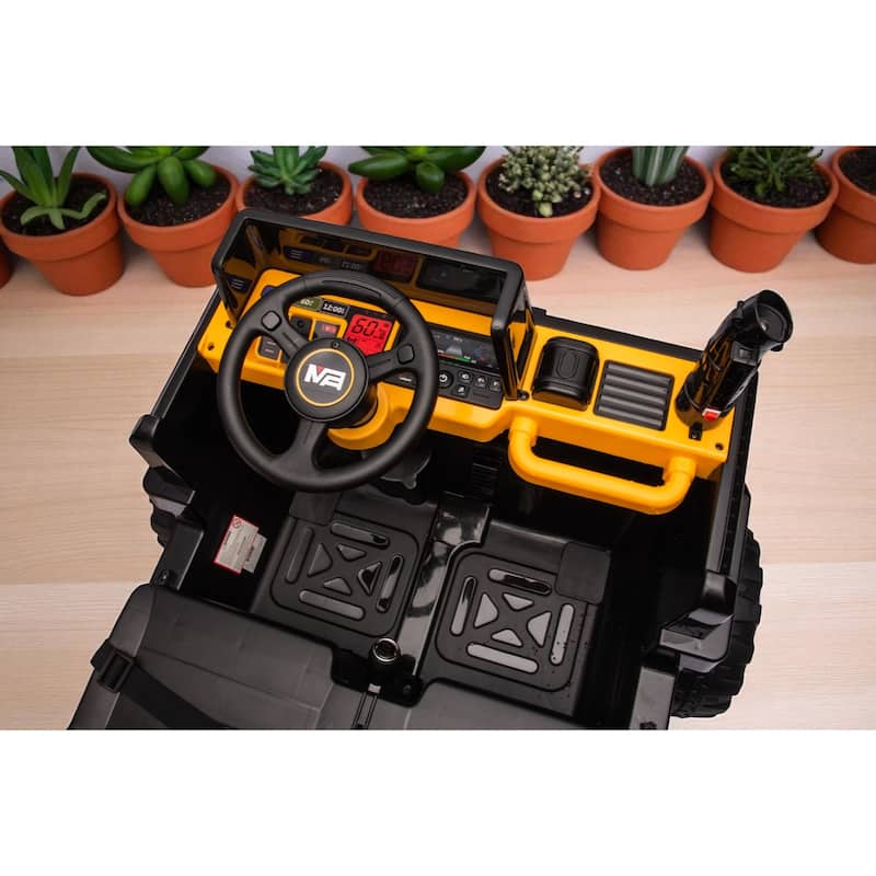 24V 2-Seater Ride On Dump Truck for Kids with Remote Control, Bluetooth, LED Lights & Music, Yellow Toy Vehicle