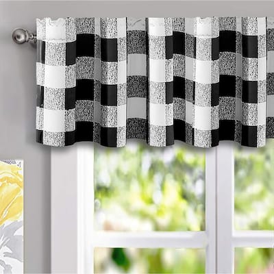 DriftAway Buffalo Checker Pattern Lined Blackout Rod Pocket Window Curtain Valance Single 52 x 14 - 52" width x 14 " length