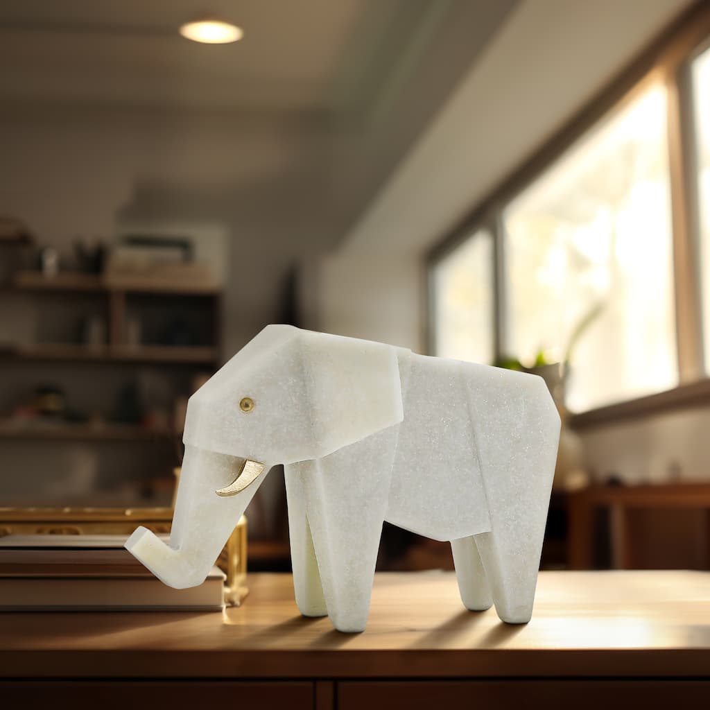 Sagebrook Home Your Space 11-inch Andora Elephant Statuary in White Resin - 11" x 6" x 7"